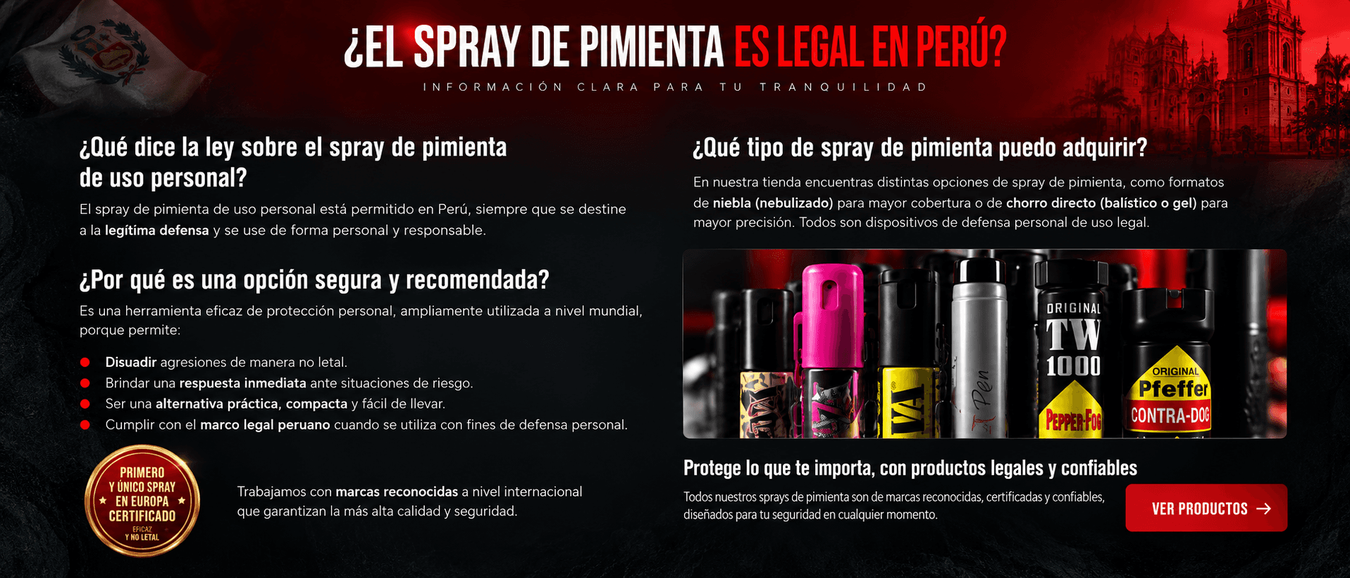 Información sobre el spray de pimienta de uso personal en Perú