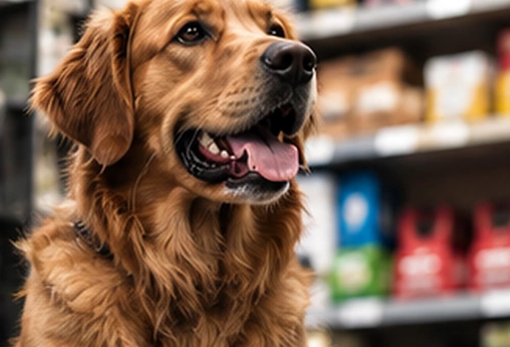 Perro en un comercio especializado en mascotas